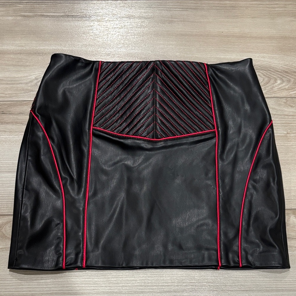 Zara Black Mini Skirt with Red Trim